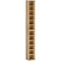 HOMCOM Set mit 2 CD- und DVD-Regalen, schmale CD-Halter mit 12 Fächern, verstellbare Einlegeböden, Regale für Wohnzimmer, Büro, 21x22,5x88,5 cm, Eiche Aosom – Ansicht 1