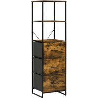HOMCOM Kommode, Aufbewahrungsschrank mit 3 Faltbaren Stoff-Schubladen, 2 Regale, Beistellschrank im Industrie-Stil für Wohnzimmer, Rustikal-Braun Aosom – Ansicht 1