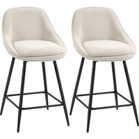 HOMCOM Barhocker 2er Set Drehbar Tresenhocker Barstuhl mit Fußstütze, Rückenlehne, Kord-Optik, Sitzhöhe 65 cm Küchenstühle mit Stahlgestell Sessel für Küche, Es – Ansicht 1