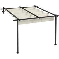 Outsunny Pavillon 3 x 3 m Pergola winddicht, Terrassenüberdachung mit verstellbarem Dach, ideal für Garten & Terrasse, cremefarben Aosom.de – Ansicht 1