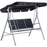 Outsunny Hollywoodschaukel 3-Sitzer elegante Gartenschaukel mit Dach Metallrahmen Schwarz Silber 171x108x154cm für Garten Terrasse Aosom.de – Ansicht 1