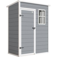 Outsunny Gerätehaus Kunststoff 1,14m² 151 x 92 x 193cm Geräteschuppen mit Pultdach Boden Fenster Abschließbarer Tür wetterfest Gartenhaus Outdoor Garten Schuppe – Ansicht 1