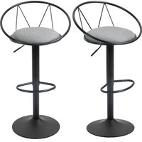 HOMCOM Set mit 2 Barhockern im neo-retro Design, höhenverstellbar und drehbar mit Metall-Fußstütze in Schwarz und Leinen in Grau Aosom – Ansicht 1