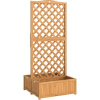 Outsunny Pflanzkasten mit Rankgitter aus Holz, großer Außen-Pflanzkasten für Kletterpflanzen, mit 2 klappbaren Kästen, Lattenboden, erhöhtes Pflanzgefäß für Ter – Ansicht 1