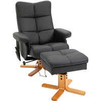 HOMCOM Relaxsessel mit Massagefunktion, 145° Neigung, Massagesessel mit Fußhocker und Stauraum, Polyester, Schwarz Aosom.de – Ansicht 1