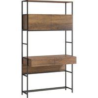 HOMCOM Computertisch mit 2 Schubladen, 185 cm hoher Schreibtisch mit Regalen und Schränken, Moderner Arbeitstisch, Braun Holzoptik Aosom – Ansicht 1