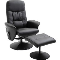 HOMCOM Relaxsessel Fernsehsessel Massagesessel mit hocker Stauraum mit 10 Vibrationpunkte Kunstleder Schwarz 76 x 81 x 105 cm Aosom