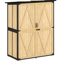 Outsunny Gartenschrank, Geräteschuppen aus Holz, Wetterfest Geräteschrank mit 2 Türen, Regale, Werkzeughaus mit Asphaltdach, Werkzeugschrank für Garten, Terrass – Ansicht 1
