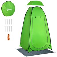 Outsunny Zelt für Camping, Strand und Outdoor Duschen, Tragbare Umkleide mit Reißverschlusstür, Transporttasche und Tasche zur Aufbewahrung, 126x124x189 cm, Grü – Ansicht 1