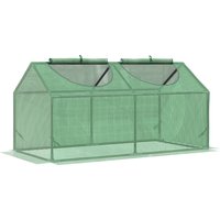 Outsunny Foliengewächshaus mit Fenster, PE Treibhaus für Tomaten & Pflanzen, Frühbeet 120x60x60 cm, grün Aosom.de – Ansicht 1