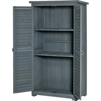 Outsunny Gartenschrank Holz geräteschuppen mit Ziegel-Asphaltdach Abschließbare Tür erhöhte Konstruktion Lamellentüren 87x46,5x160cm Grau Aosom.de – Ansicht 1