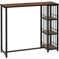 HOMCOM Bartisch Stehtisch Tresentisch mit 3 Ablageflächen Bartheke Küchentisch mit Holzoptik, Stahlgestell, für Esszimmer, Küche, Braun, 120 x 40 x 105 cm Aosom – Ansicht 1