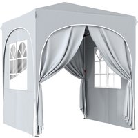 Outsunny Gartenpavillon 2 x 2 m Pop-up Faltzelt höhenverstellbar UV50+ Schutz klappbares Zelt mit 4 Seitenwänden Tragtasche einfache Montage hellgrau Aosom – Ansicht 1