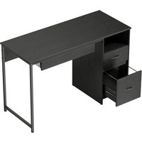 HOMCOM Büroschreibtisch, 120x52.3 cm platzsparender Schreibtisch mit Tastaturablage, offenem Fach und Schubladen für A4/Letter/Legal-Dokumente, Computertisch fü – Ansicht 1
