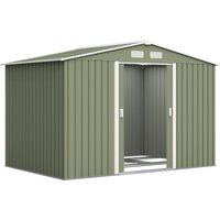 Outsunny Geräteschuppen Metall Gerätehaus mit Fundament Hellgrün 277 x 195 x 192 cm Aosom – Ansicht 1