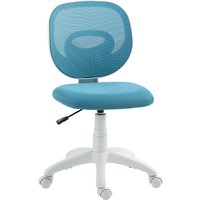 HOMCOM Bürostuhl Ergonomischer Schreibtischstuhl mit C-förmiger Rückenstütze, Höhenverstellbar Armlos Drehstuhl, Gepolstert Computerstuhl, Blau Aosom – Ansicht 1
