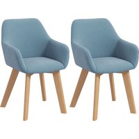 HOMCOM Set mit 2 Esszimmerstühlen, gepolsterter Sitz aus samtartigem Polyesterstoff, Holzbeine, für Küche Wohnzimmer Schlafzimmer Büro, blau Aosom – Ansicht 1