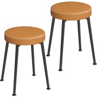 HOMCOM 2er-Set runde Esszimmerstühle, stapelbare Küchenstühle mit gepolsterter PU-Sitzfläche, Stahlfüße, für Wohnzimmer, Zuhause, braun und schwarz Aosom – Ansicht 1