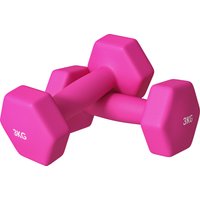 SPORTNOW Hanteln 2er Set Kurzhanteln 2 x 3 kg Hantelset Dumbbells, bodenschonendes Hexagon Kurzhantel Set für Krafttraining, Zuhause, Rosa Aosom – Ansicht 1