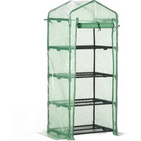 Outsunny Foliengewächshaus Treibhaus 70x50x160cm mit 4 Regalfächern für Pflanzen, Frühbeet in Grün, ideal für Gartenliebhaber Aosom.de – Ansicht 1