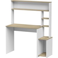 HOMCOM Computertisch, 114 x 45 x 138 cm, Schreibtisch mit Stauraum, offene Regale, große Arbeitsfläche und CPU-Halter, Moderner Schreibtisch für Schlafzimmer, Z – Ansicht 1