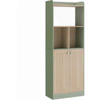 HOMCOM Bücherregal mit 5 Ebenen, Aufbewahrungsmöbel, Bücherregal 60 x 30 x 161,2 cm mit 2 Türen, Aufbewahrungsregal für Wohnzimmer, Schlafzimmer, Büro, Grün und – Ansicht 1