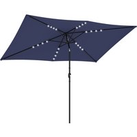 Outsunny Sonnenschirm LED Solar ca. 300 x 200 cm neigbar Balkonschirm mit Kurbel Schutzhülle, UV Schutz, Drehbar Gartenschirm Rechteckig Marktschirm für Garten  – Ansicht 1