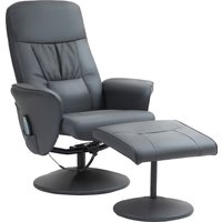 HOMCOM Relaxsessel mit Fußhocker, Elektrischer Massagesessel mit Liegefunktion, 10 Massagepunkte, Drehbarer Fernsehsessel mit Seitentasche, Fernbedienung, Kunst
