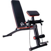 HOMCOM Multifunktion Hantelbank Kraftstation mit Feder Booster Trainingsbank Gewicht bis 120kg Schwarz 54 x 160 x 106 cm Aosom
