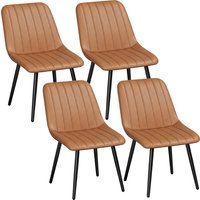 HOMCOM 2er-Set Esszimmerstühle, geschwungene Rückenlehne und Sitzfläche, moderner Küchenstuhl mit synthetischem Bezug und Stahl, gepolstert ohne Armlehnen, für  – Ansicht 1