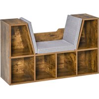 HOMCOM 2-in-1 Bücherbank mit Sitzkissen, Würfelregal mit 6 offenen Fächern und 2 Ebenen, Aufbewahrungsmöbel für Wohnzimmer, Schlafzimmer, Büro, 102 x 30 x 61 cm – Ansicht 1