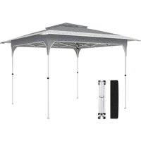 Outsunny Pavillon 3,5 x 3,5 m Wasserdicht Höhenverstellbar Pop-up Faltpavillon mit Ein-Knopf-Aufbau Doppeldach, UV 50+ Faltbar Partyzelt mit Tragetasche Gartenp – Ansicht 1
