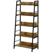 HOMCOM Schräges Industrie-Stil Bücherregal mit 5 Ebenen 70L x 35B x 150H cm Aosom – Ansicht 1