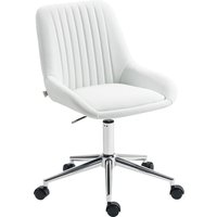 HOMCOM Bürostuhl ohne Armlehnen, ergonomischer Bürostuhl mit Höhenverstellung und 360° Drehung, Kunstleder und Silikon, für Schlafzimmer, Homeoffice, Weiß Aosom – Ansicht 1