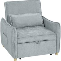 HOMCOM Schlafsessel 1‑Sitzer 3‑in‑1, Clic‑Clac Schlafsessel aus Chenille mit breiter Sitzfläche, verstellbarer Rückenlehne, Kissen und Seitentaschen, Gästebett,