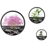 Outsunny Blumentöpfe 3er-Set Wand-Pflanzgefäße für Sukkulenten & Kakteen, Wandvase aus Stahl in Schwarz, ideal für Garten & Wohnzimmer Aosom.de – Ansicht 1