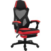 Vinsetto Gamingstuhl Ergonomischer Schreibtischstuhl mit Fußstütze höhenverstellbar Polyester Schwarz Rot 58 x 72 x 112-122 cm für Büro & Gaming Aosom.de – Ansicht 1