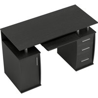 HOMCOM Computerschreibtisch, Computertisch 120 x 55 cm mit Tastaturauszug, 3 Schubladen, Fach für PC-Gehäuse und offene Regalfächer, für Schlafzimmer, Zuhause,  – Ansicht 1