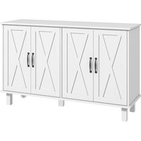 HOMCOM Buffet Sideboard Landhaus-Stil Küchenschrank 2 Doppeltürschrank mit verstellbaren Regalen 120 x 37 x 75 cm - weiß Aosom – Ansicht 1