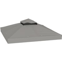 Outsunny Bespannung für Pavillon 3 x 3 m Ersatzdach, zweistufiger Schutz mit wasserabweisender PVC-Beschichtung, 370 g/m², UPF30+, Ablauflöcher, grau Aosom – Ansicht 1