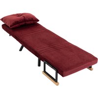 HOMCOM 4-in-1 Schlafsessel für 1 Person, klappbarer Sessel mit 5-fach verstellbarer Rückenlehne, Schlafsofa mit Kissen, Armlehnen, gepolsterter Sitz, Velours fü – Ansicht 1