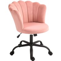 HOMCOM Bürostuhl mit schalenförmigem Rückenlehne, armlehnenloser Bürosessel mit höhenverstellbaren, drehbaren und gepolsterten Samtbezug, 69x64x80-90 cm, Rosa A – Ansicht 1