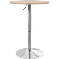HOMCOM Runder Bartisch, hoher Küchentisch, Stehtisch, höhenverstellbar 69-91 cm, mit 360° drehbarer Platte, Stahlbasis in Naturholz und Grau Aosom – Ansicht 1