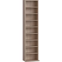 HOMCOM CD- und DVD-Regal, schlanker CD-Ständer mit 9 Fächern, verstellbare Einlegeböden für Wohnzimmer/Büro, 33x24x140 cm, Naturholz Aosom – Ansicht 1