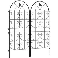Outsunny Rankgitter Metall 2er Set zum Stecken rostfrei Rankhilfe mit Vogeldesign für Kletterpflanzen 50x120 cm Spalier für Zimmerpflanzen Pflanzenspalier für T – Ansicht 1