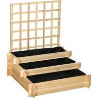 Outsunny 3-stufiges Hochbeet mit Rankgitter, Pflanzkasten aus Holz, 95 x 95 x 110 cm, ideal für Gemüse, Blumen und Kräuter im Garten Aosom.de – Ansicht 1