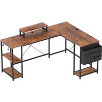 HOMCOM L-förmiger Schreibtisch 168 x 120 cm Eckschreibtisch mit Ablagefächern, Aufbewahrungstasche Umkehrbar Computertisch mit Monitorständer GamingTisch für Bü – Ansicht 1