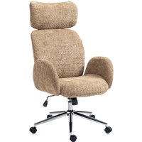 HOMCOM Schreibtischstuhl Homeoffice Stuhl mit Armlehne, verstellbarer Kopfstütze, höhenverstellbarer Drehstuhl mit Wippfunktion, Bouclé-Optik, Bürostuhl für Sch – Ansicht 1