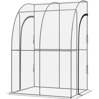 Outsunny Angelehntes Gewächshaus Gewächshaus Wintergewächshaus Maße 1,43L x 1,18B x 2,12H m 2 rollbare Reißverschlusstüren pulverbeschichteter Stahl PVC transpa – Ansicht 1