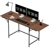 HOMCOM Klappbarer Schreibtisch Computer Tisch 170 x 58 cm Moderner Holz Schreibtisch mit 2 klappbaren Klappen für 2 Bildschirme, Arbeitsplatz für Schlafzimmer,  – Ansicht 1